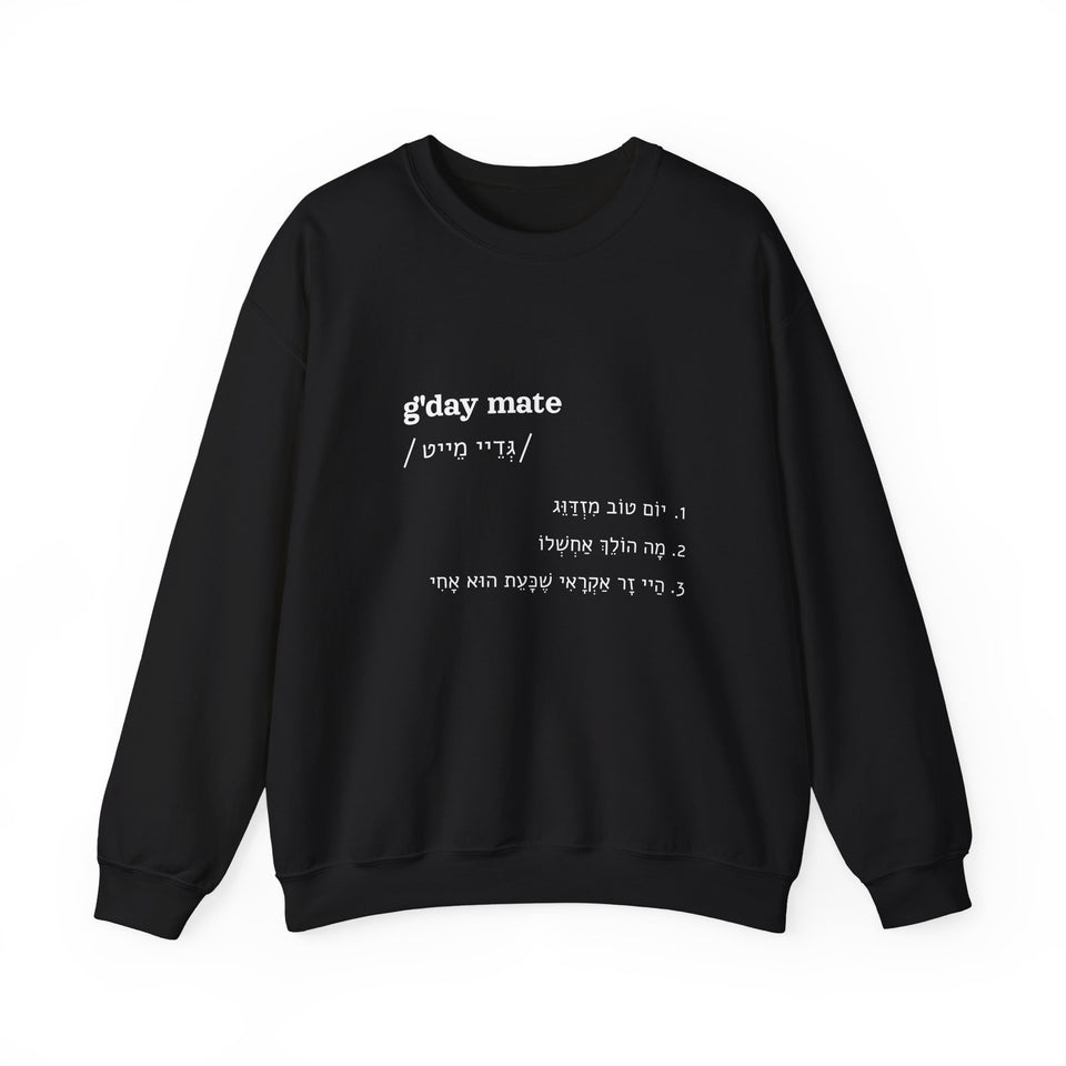 g'day mate sweatshirt in Black, front view