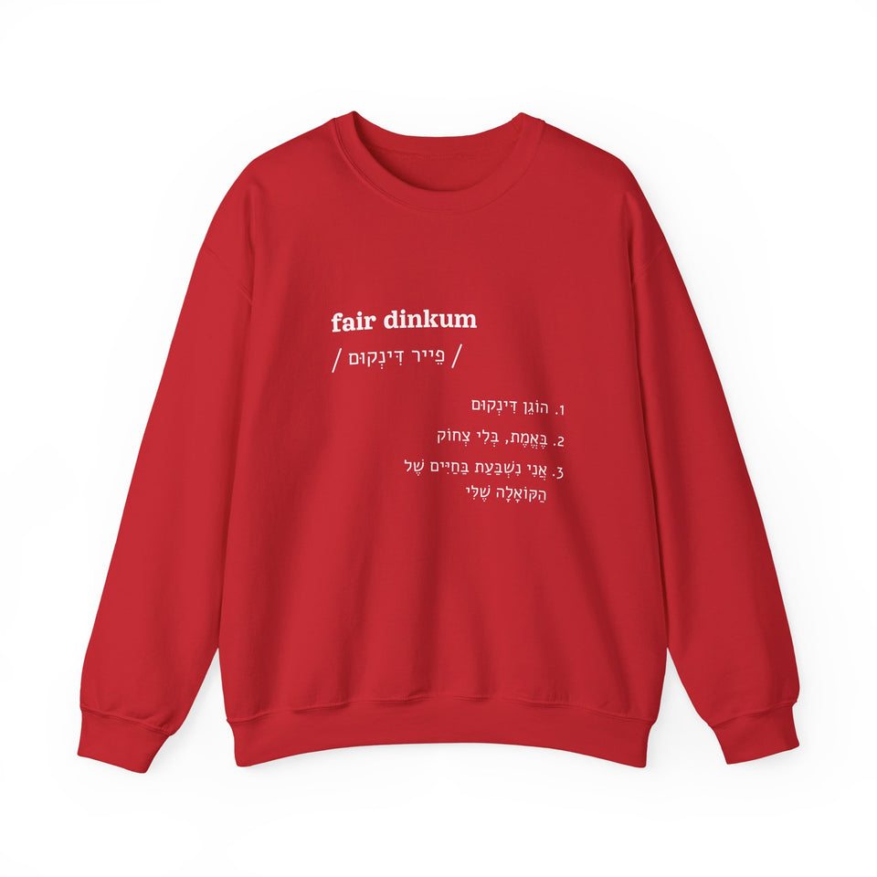 fair dinkum sweatshirt in Red, front view